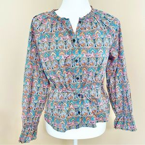 J. Crew x Liberty Fabrics 100% Cotton Button Down Floral Paisley Blouse - XS